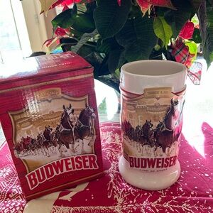 Budweiser Red and White Holiday Stein Box